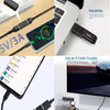 A set of USB-C adapter kits showing various cable connectors and a plug and play device.