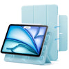 A light blue magnetic folio case for an iPad Pro or Air, shown with a stylus inside.