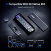 An M.2 NVMe SSD enclosure is shown with various M key sizes and a capacity rating of up to 4TB.
