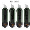 Four green deli mini pocket knives shown side by side