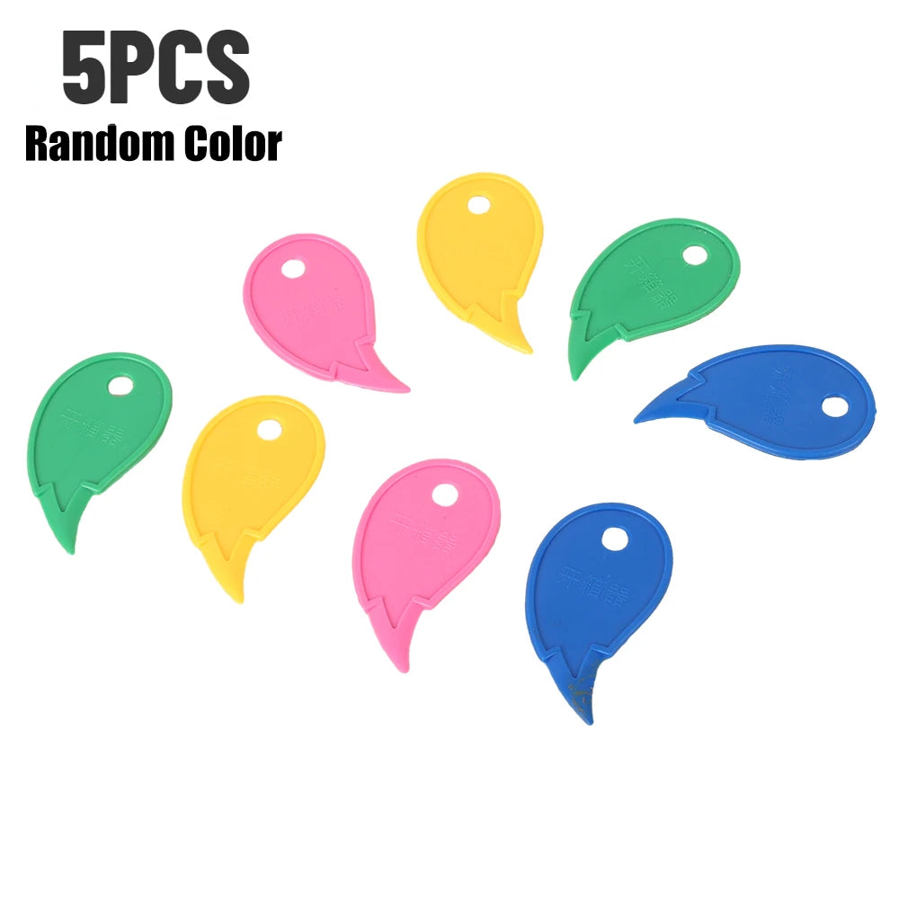 Five random colored mini plastic box openers and cutting tools