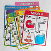 A colorful set of alphabet and sound cards for phonics teaching aids
