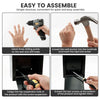 Instructions for assembling a secure wall-mounted metal drop box with lock and key.