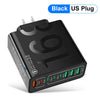 Black US plug multi-port charging adapter with USB ports