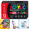 Box of 72 acrylic brush markers with various colors and tips for crafting and art projects