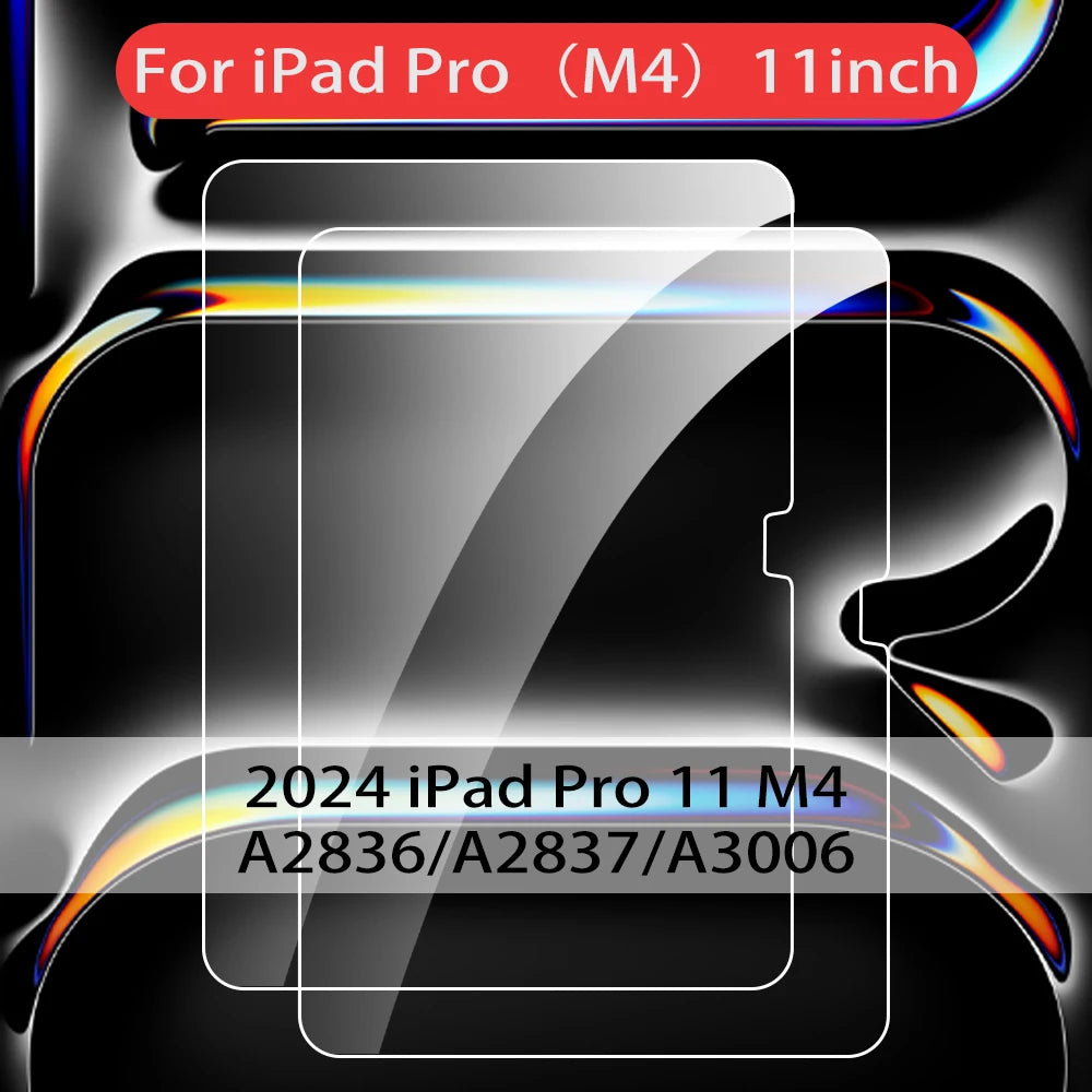 Tempered glass screen protector for a 2024 iPad Pro 11 M4 model.