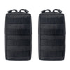 A pair of black tactical MOLLE utility pouches with adjustable straps.