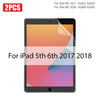 Two tempered glass screen protectors for iPad models from 2017 and 2018
