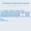 A collection of 113 blue ice crystal jelly Korean keycaps for mechanical keyboards.