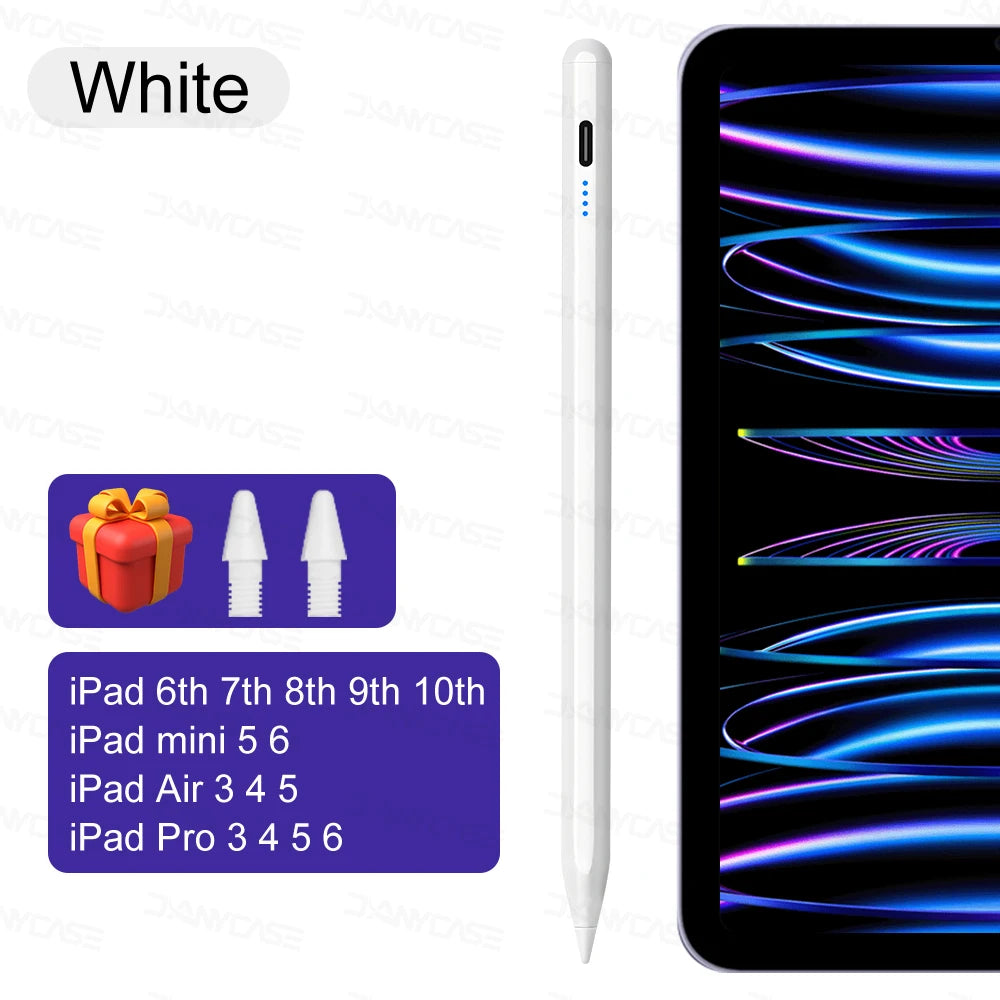 White precision capacitive stylus pen for iPad models including 6th through 10th generation iPads and mini 5th generation