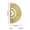 Brass drafting set with a graduated scale and ruler markings, shown in a profile view.