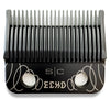 A black professional cordless hair clipper featuring precision fade blades and a distinctive design.