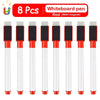 Acht rote Whiteboard-Marker mit Magneten in einem Set