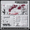 A close-up view of a mechanical keyboard featuring keycaps decorated with a red sakura theme.