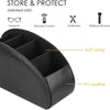 Black PU leather 5-compartment organizer caddy for storing and protecting various items like eyewear, stationery, and makeup 