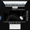 A gaming mouse pad featuring a silhouette of a centipede and a keyboard layout.