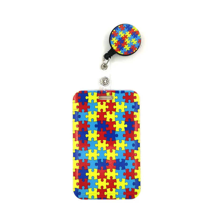 Buntes Puzzle-Teil-Muster-Lanyard-Schlüsselring für ID-Karten und Telefone