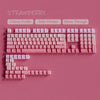 Keycaps mecánicas de teclado con temática de fresa rosa, perfil de cereza y brillo a través