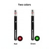Two colors of an interactive pet training pen, one red and one green.