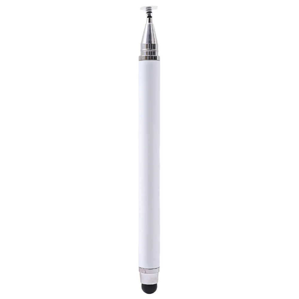 A white dual-tip capacitive stylus pen with a silver tip and black base.