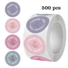 Roll of 500 pastel rose thank you stickers for crafting and thank you notes