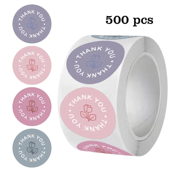Rolle mit 500 Pastellrosa Dankeschön-Sticker für Basteln und Dankeskarten