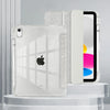 A clear glittery protective stand cover for an iPad, showing the back and a side view.