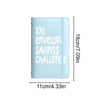 A light blue budget binder titled 100 Envelope Savings Challenge.