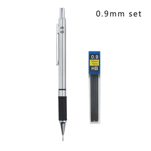 A set of 0.9mm HB mechanical pencil leads in a clear plastic container.