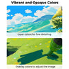 Demostración de colores vibrantes y opacos usados como capas para detalles finos y colores de superposición para ajustar una 