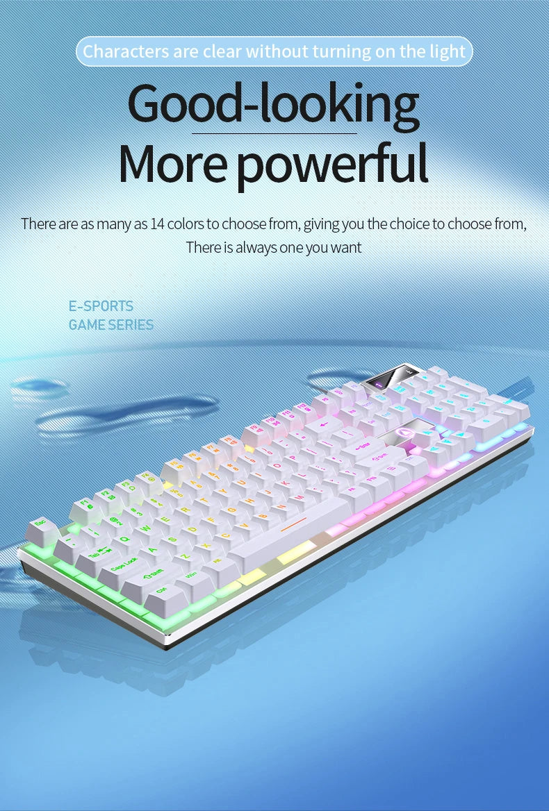 A low profile wired gaming keyboard with a numpad is shown, featuring multiple colorful keycaps and various lighting options.