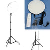 A 10-inch LED ring light with a tripod stand and boom arm shown in various configurations.