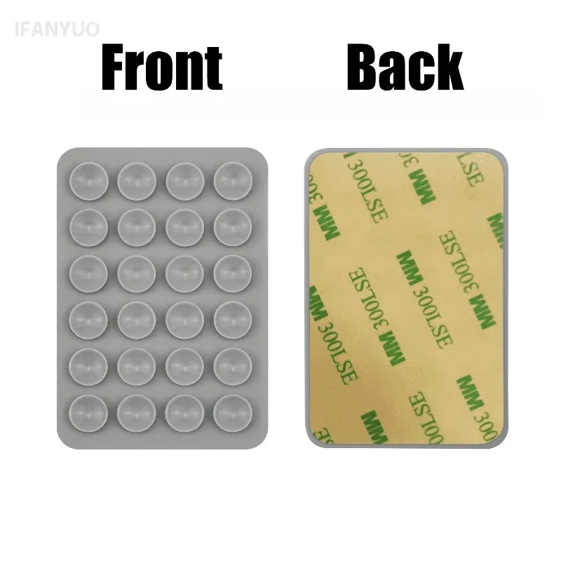 Front and back views of a 24-pack silicone suction cup mount for phones and tablets