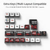 Extra Keys Multi-Layout Compatible keycaps for mechanical keyboards shown in a row
