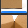 A brown cardboard shipping box shown from the top and an open view of its interior structure.