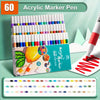 Ein Set von 60 professionellen Acrylmarker-Stiften in verschiedenen Farben, arrangiert in einer Plastiktasche.