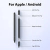 A set of three magnetic stylus pens showing different tips and a metal body for Apple and Android devices.