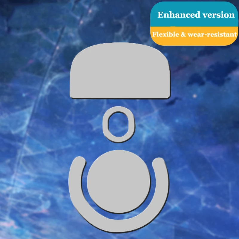 Icon of an enhanced version mouse skate with a flexible and wear-resistant feature label.