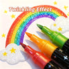 Set von 24farbigen Doppelpennen mit Regenbogen-Spitzen und weißen Wolken-Glitzerakzenten.
