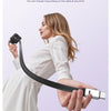 A woman is holding a black retractable Type-C charging cable with a charger, demonstrating its convenience.