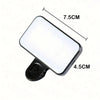 A portable rechargeable mini selfie light with dimensions 7.5cm by 4.5cm.