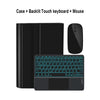 A black magnetic keyboard case for an iPad Pro 11-inch, along with a matching touch keyboard and mouse.