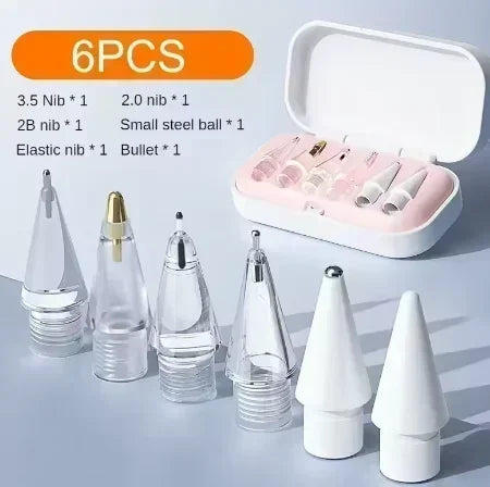 Set von 6 Ersatznibs, darunter 3.5 Nib, 2.0 Nib, 2B Nib und kleine Stahlkugeln für Stiftstifte.