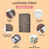 Leopard print budget book featuring a PU leather binder with a clear pattern and various accessories like card pockets and st