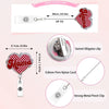 A set of acrylic nurse badge reels featuring a red and white heart design with various clip types.