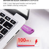 A close-up of a purple SanDisk Ultra Shift USB 3.2 flash drive resting on a white laptop keyboard.
