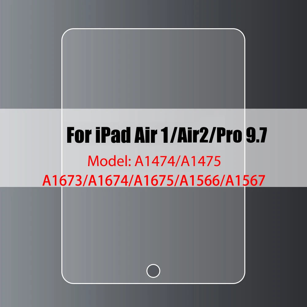 Transparentes gehärtetes Schutzglas für iPad Air 1/2/Pro 9.7 Modell.