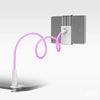 A pink flexible gooseneck holder clamps onto a tablet or phone for viewing.