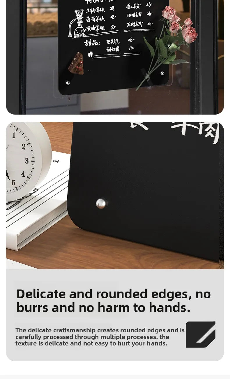 A large magnetic planning board with a reusable writing surface and decorative elements.