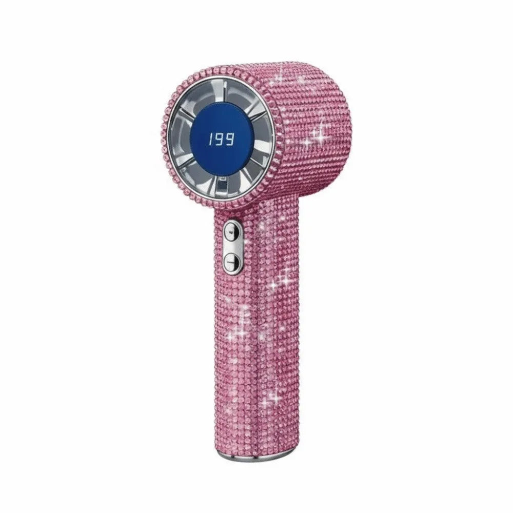 A pink LED turbine fan with a circular display showing 199.